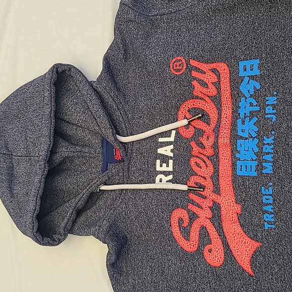 Superdry Vintage Logo Hoodie - Navy Sweatshirt Size Large - Picture 3 of 8